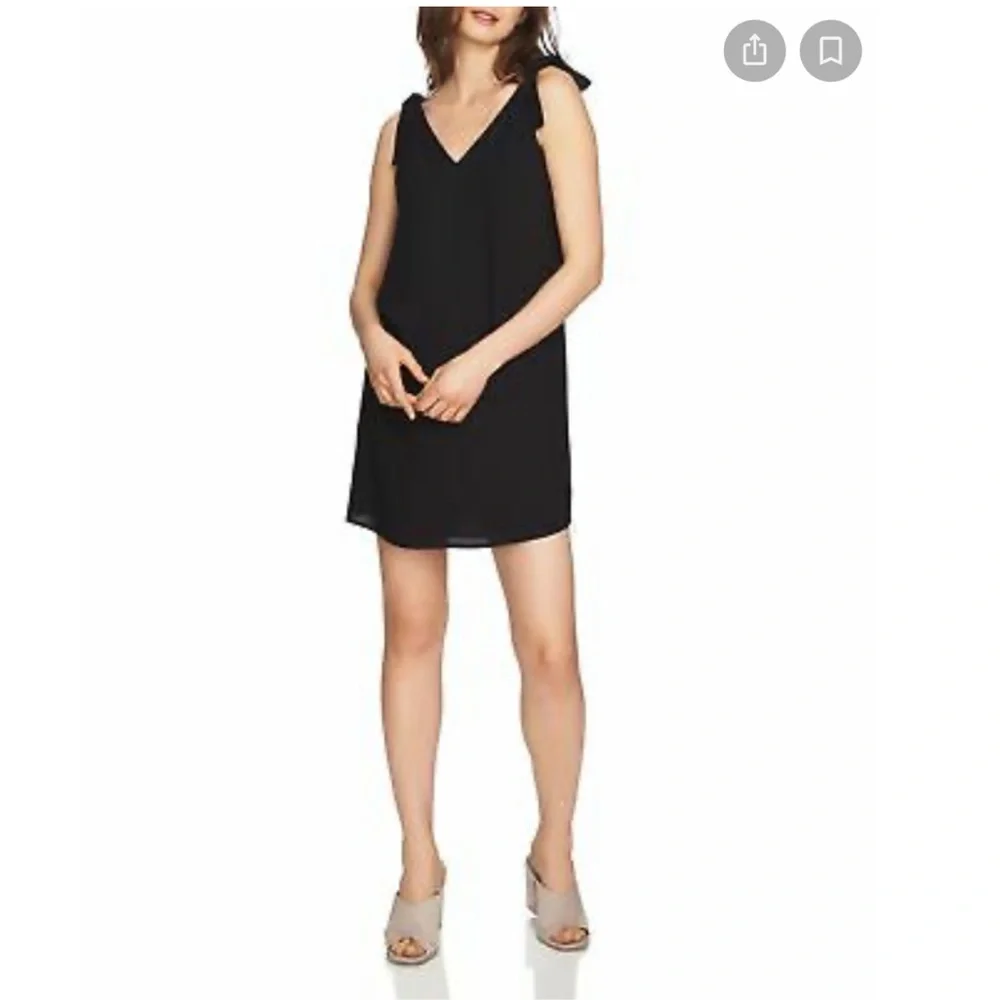 1. State V-neck shift dress with ties at shoulders. Lined. Size Medium - Picture 3 of 9